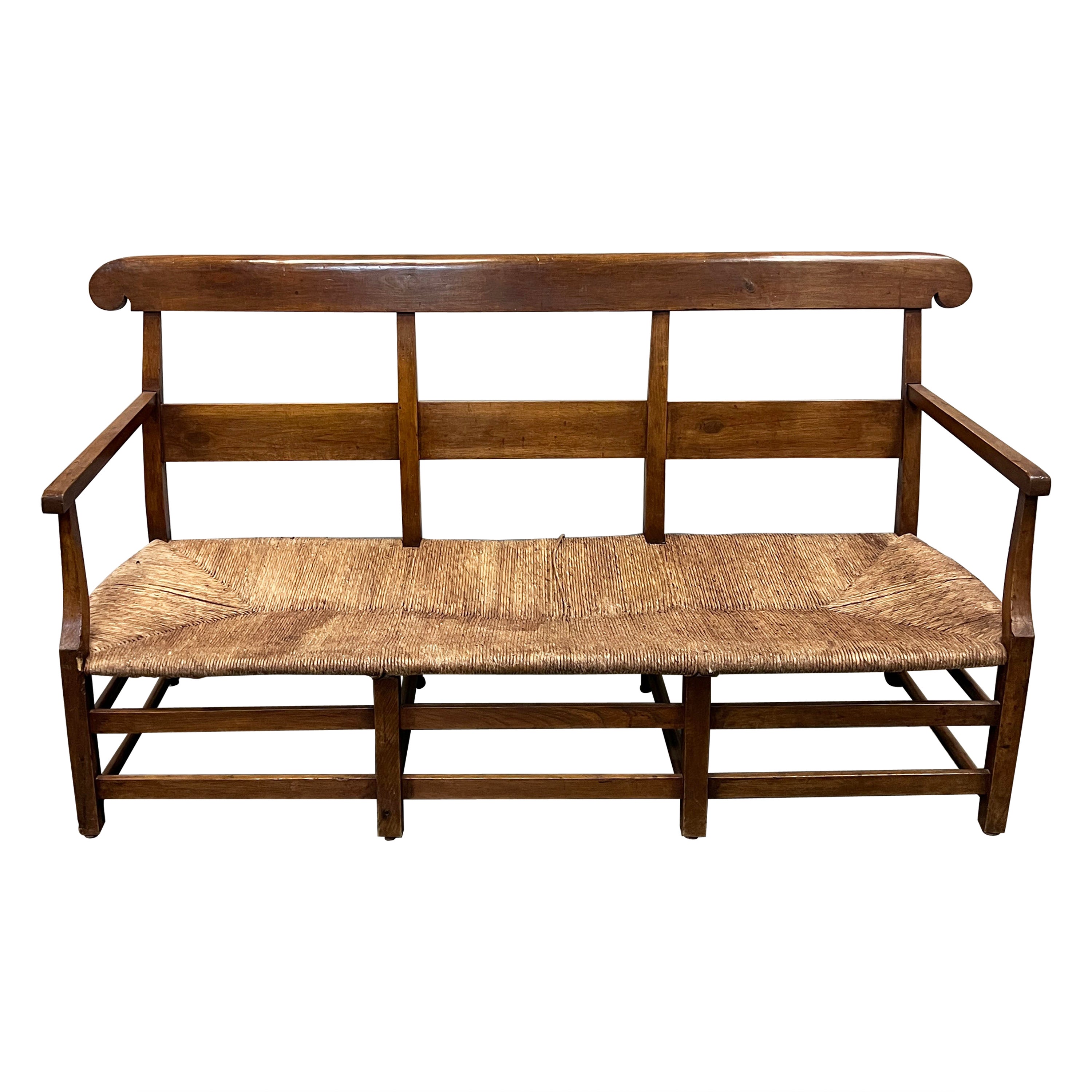 French Provincial Ladder Back Rush Seat Banquette