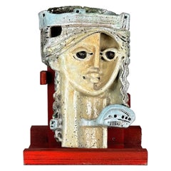 1960er Jahre Ungarische Keramik Wandtafel: Das Gesicht einer Frau von G. Staindl Katalin
