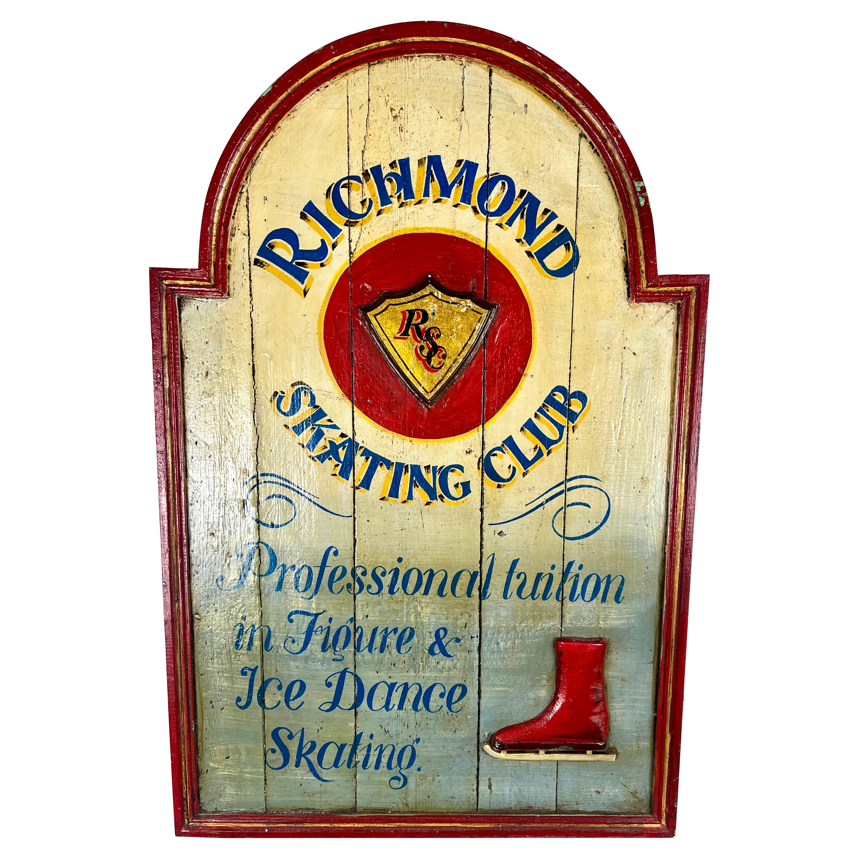 Antique Sign for the "Richmond Skating Club"-early 20th century For Sale