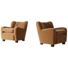 Pair of Armchairs Upholstered in Pure Mohair