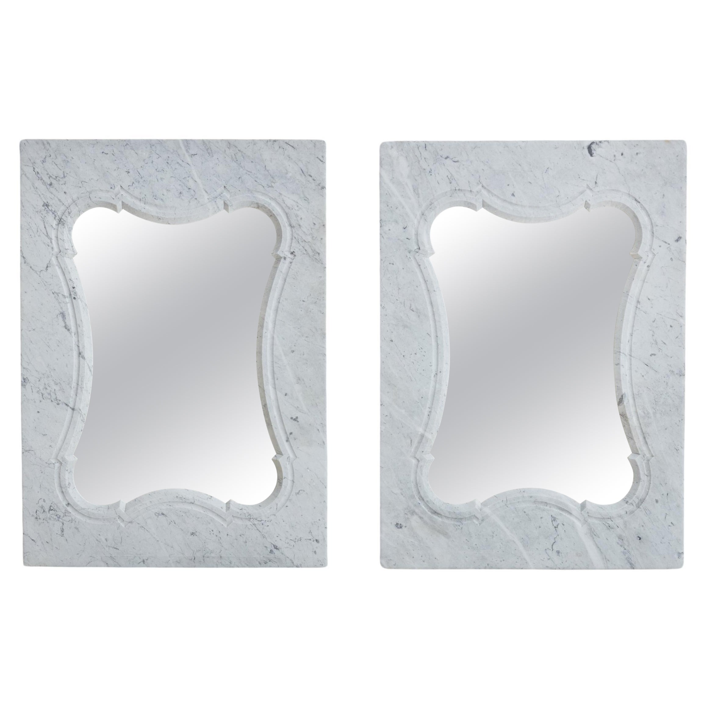 Early 1900s Carrara Marble Bistro Mirror, 2 Available For Sale
