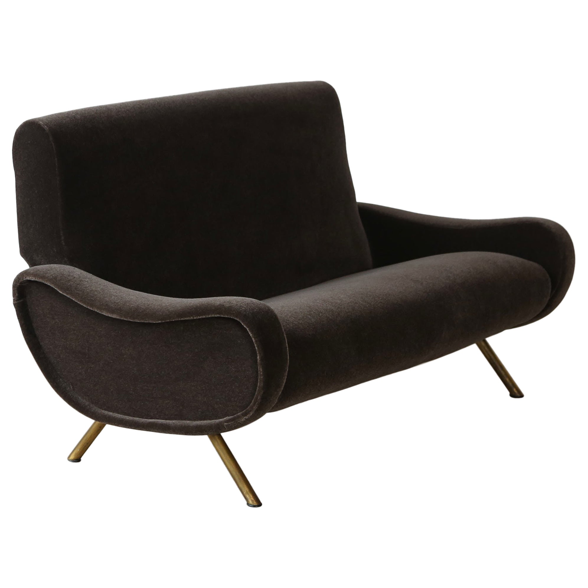 Seltenes zweisitziges Marco Zanuso Damen-Sofa, Arflex, Italien, 1960er Jahre, neu, reines Mohair