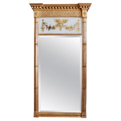 Grand miroir de tabernacle en bois doré de style fédéral