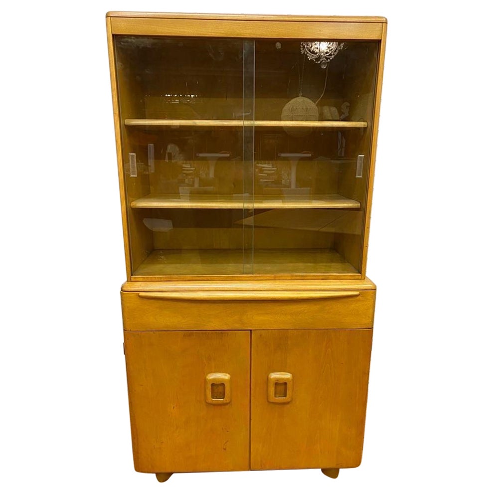 Vintage Mid Century Modern Heywood Wakefield Buffet Server Hutch Display Cabinet For Sale