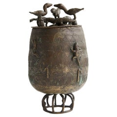 Antique Bronze Gold Dust Pot - Kuduo, Asante People, Ghana, 1940s