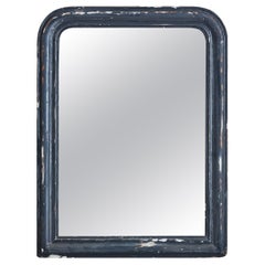 Vintage French Black Wood Frame Mirror, Early 1900s