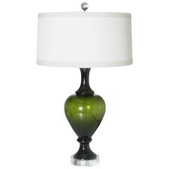 Swedish Green Marbro Glass Lamp, circa 1960