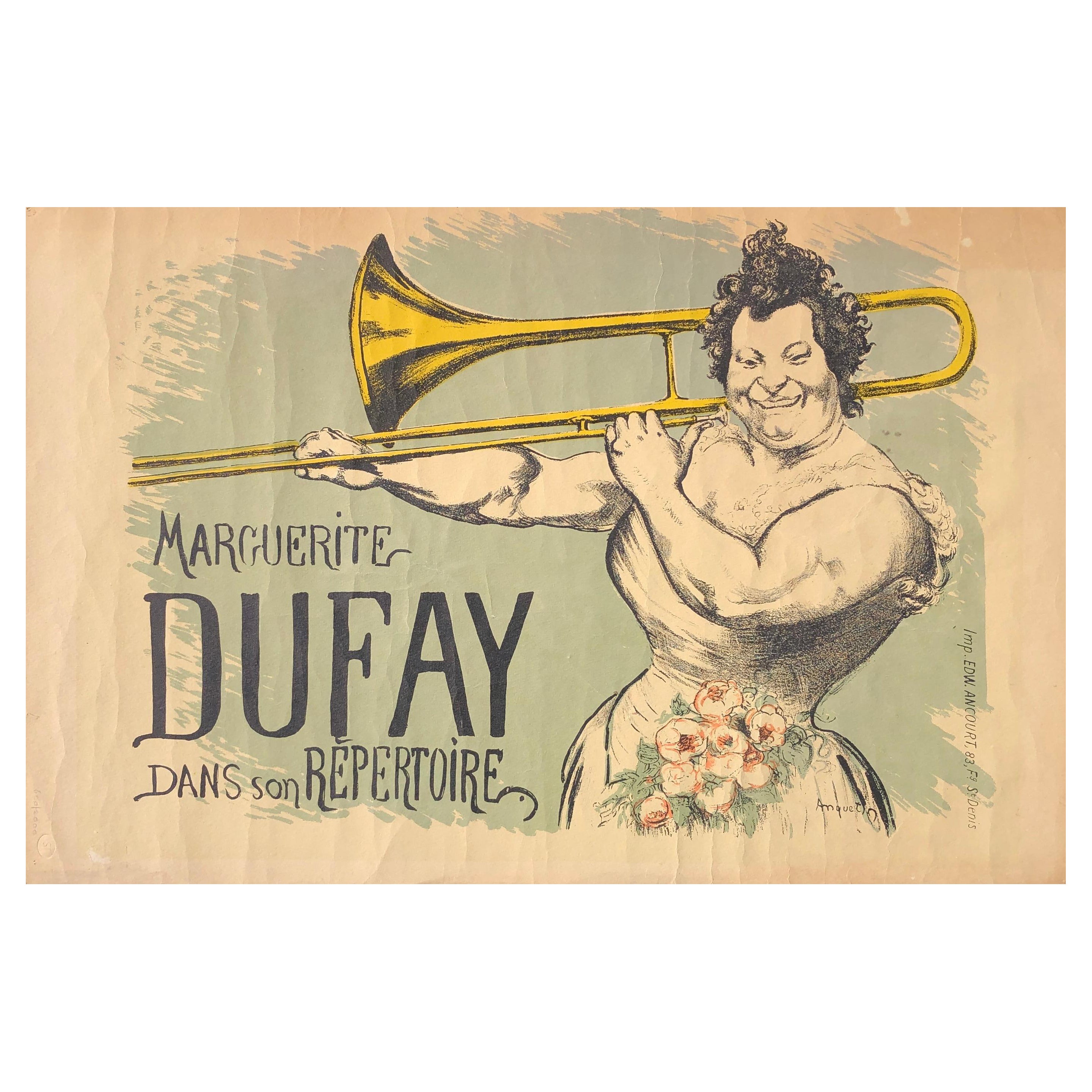 Marguerite Dufay - Vintage lithographic Art Nouveau poster by Louis Anquetin For Sale