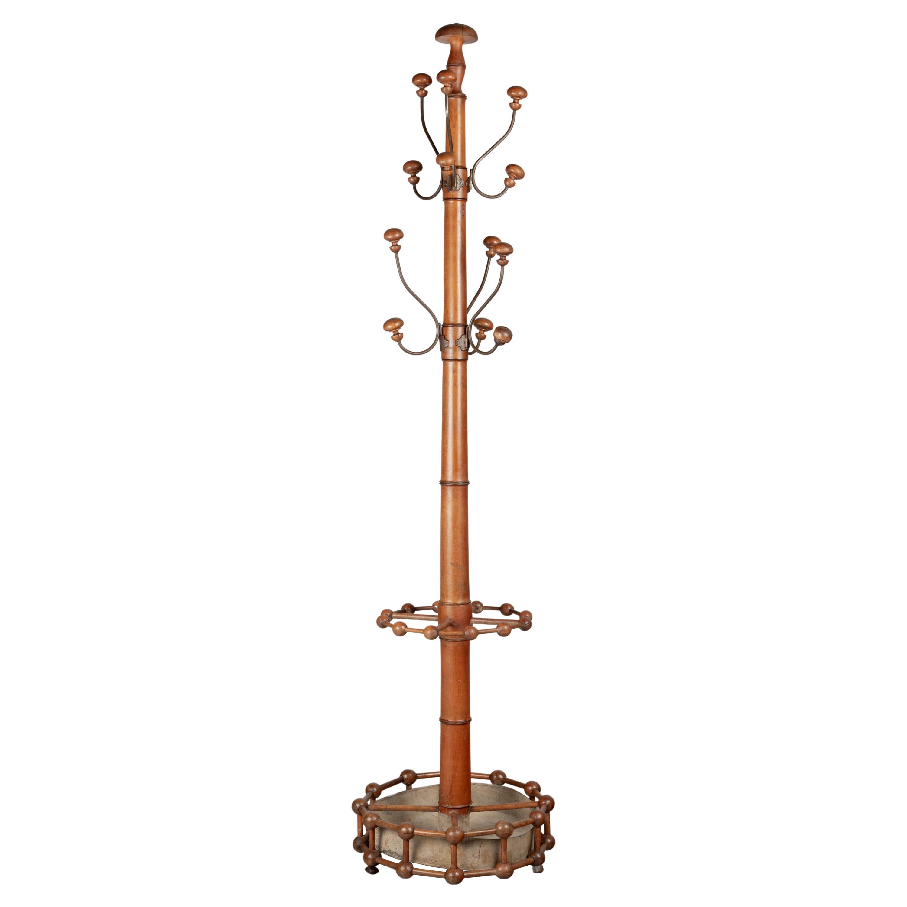 19th Century French Faux Bamboo Hall Tree or Coat Rack For Sale