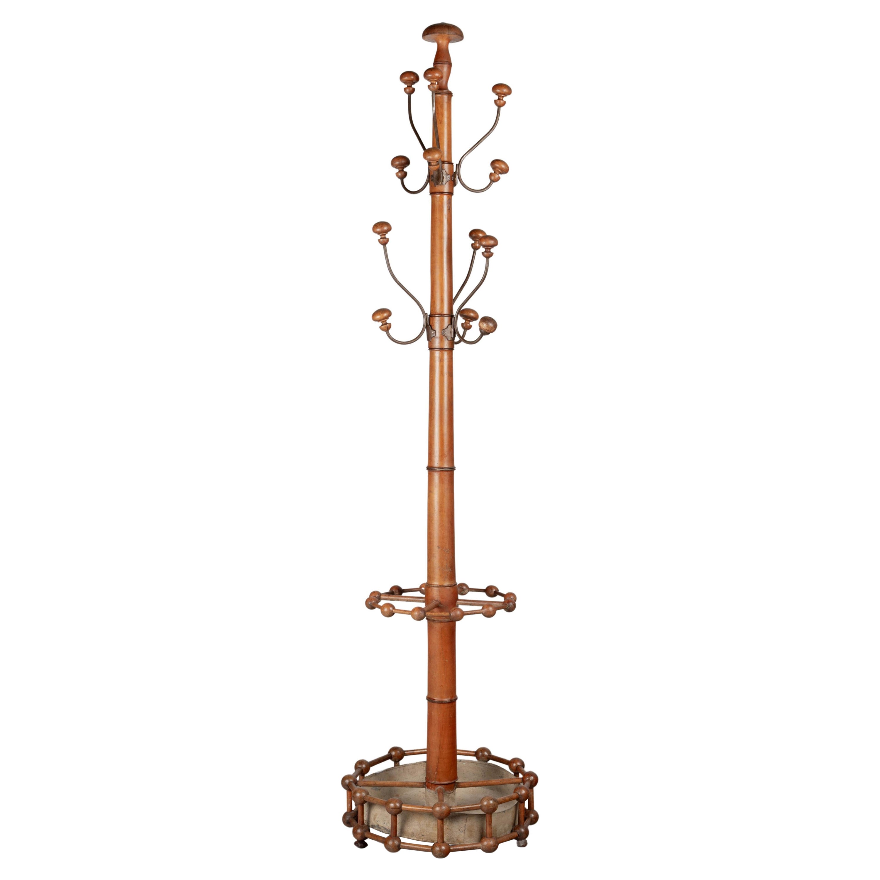 19th Century French Faux Bamboo Hall Tree or Coat Rack