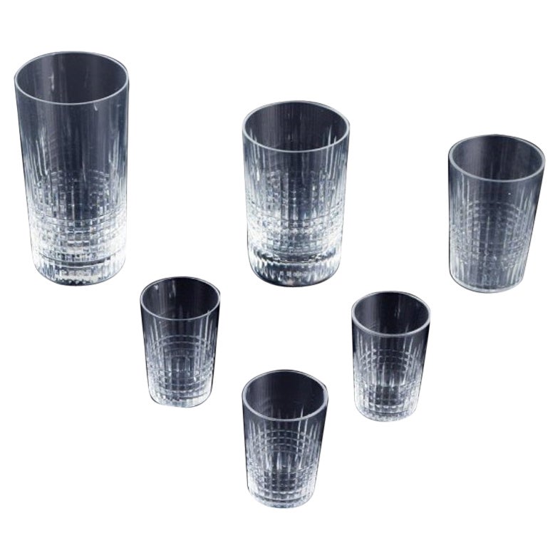 Baccarat, France. Set of six "Nancy" assorted drink glasses in crystal glass For Sale