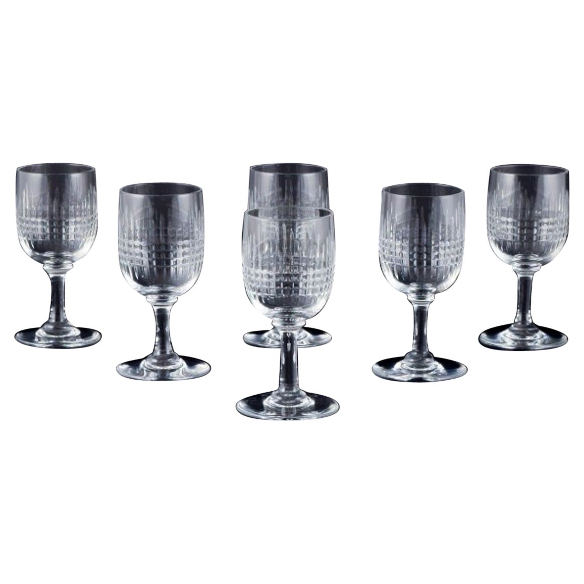 Baccarat, France. Set of six "Nancy" white wine glasses in crystal glass For Sale