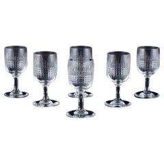 Vintage Baccarat, France. Set of six "Nancy" white wine glasses in crystal glass