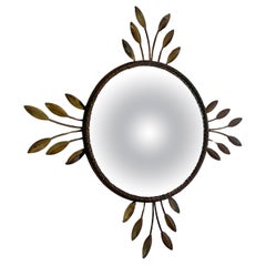 Miroir convexe italien à fleurs Sunburst 