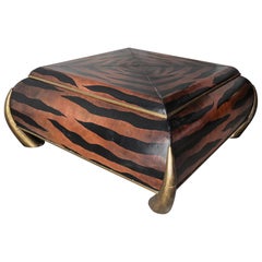 Leather and Brass Tusk Coffee Table by Maitland Smith