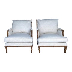 Retro Faux-Bamboo Bergere Chairs Set of 2