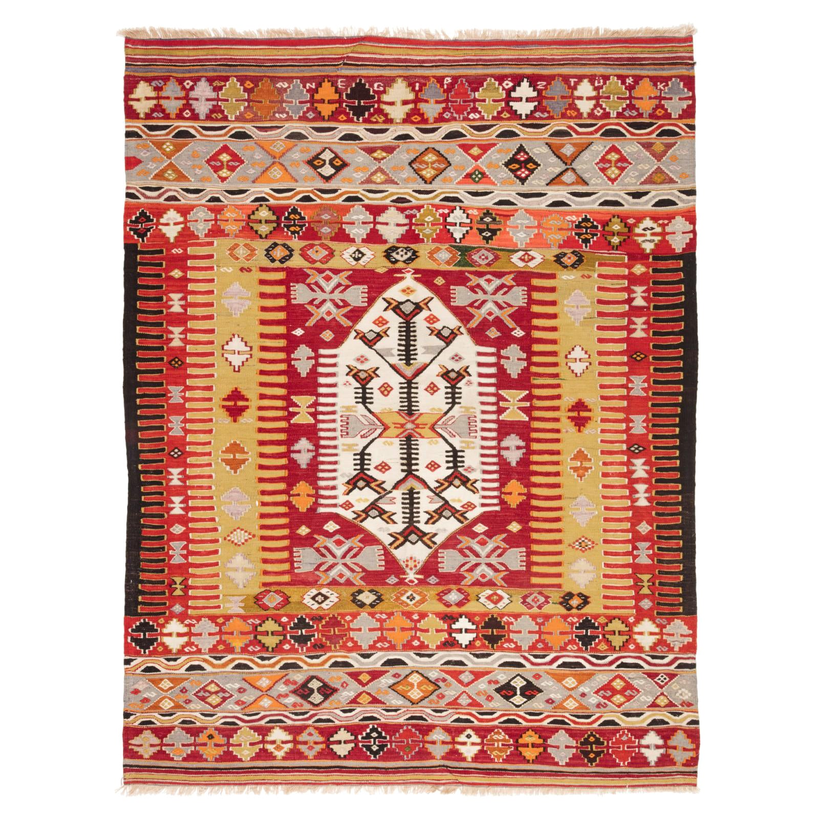 Afyon-Kelim West Anatolischer Teppich im Vintage-Stil, alter türkischer Teppich im Angebot