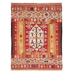 Afyon-Kelim West Anatolischer Teppich im Vintage-Stil, alter türkischer Teppich