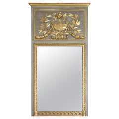 19. Jahrhundert Französisch Louis XVI Stil gemalt und Paket vergoldet Trumeau Spiegel