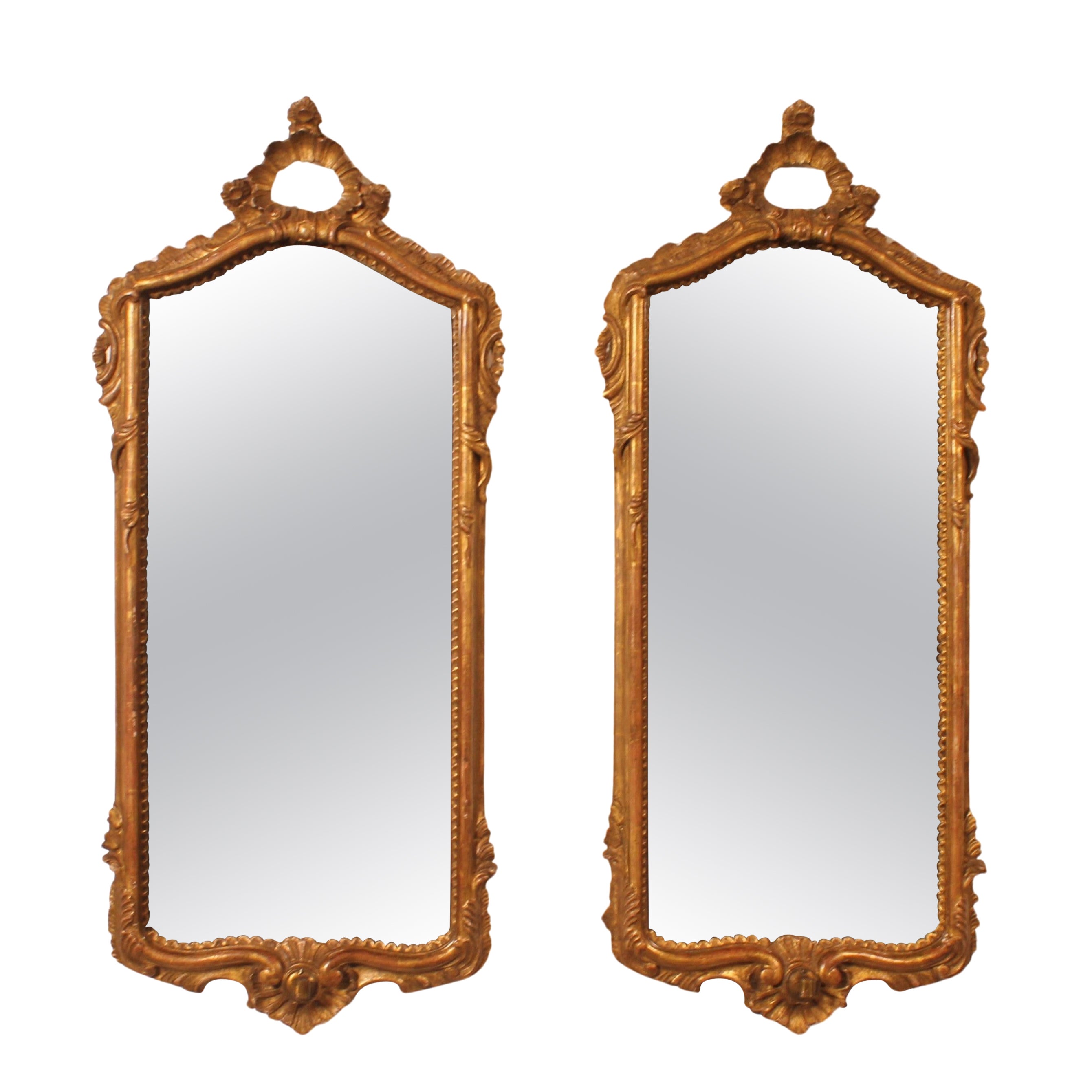 Pair Of Carved And Gilded Wooden Mirrors
