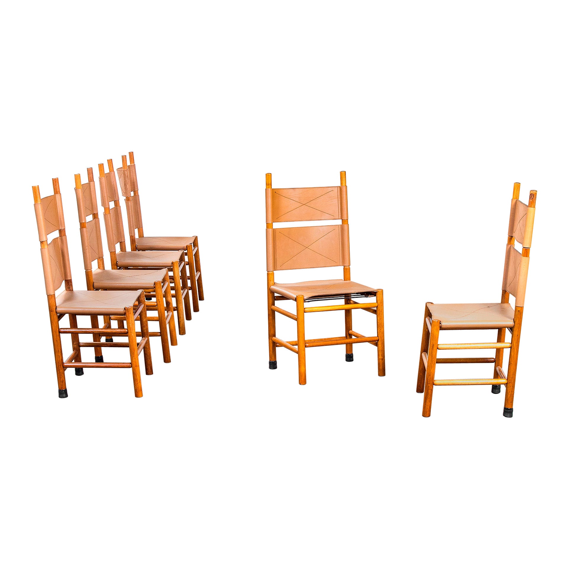 20th Century Carlo Scarpa Set of Six Chairs mod. Kentucky  For Sale