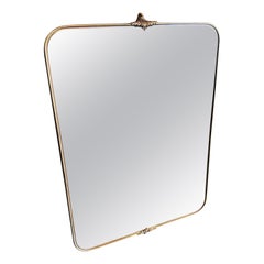 Used 1950s Gio Ponti Style Mid-Century Modern Brass Rectangular Italian Wall Mirror