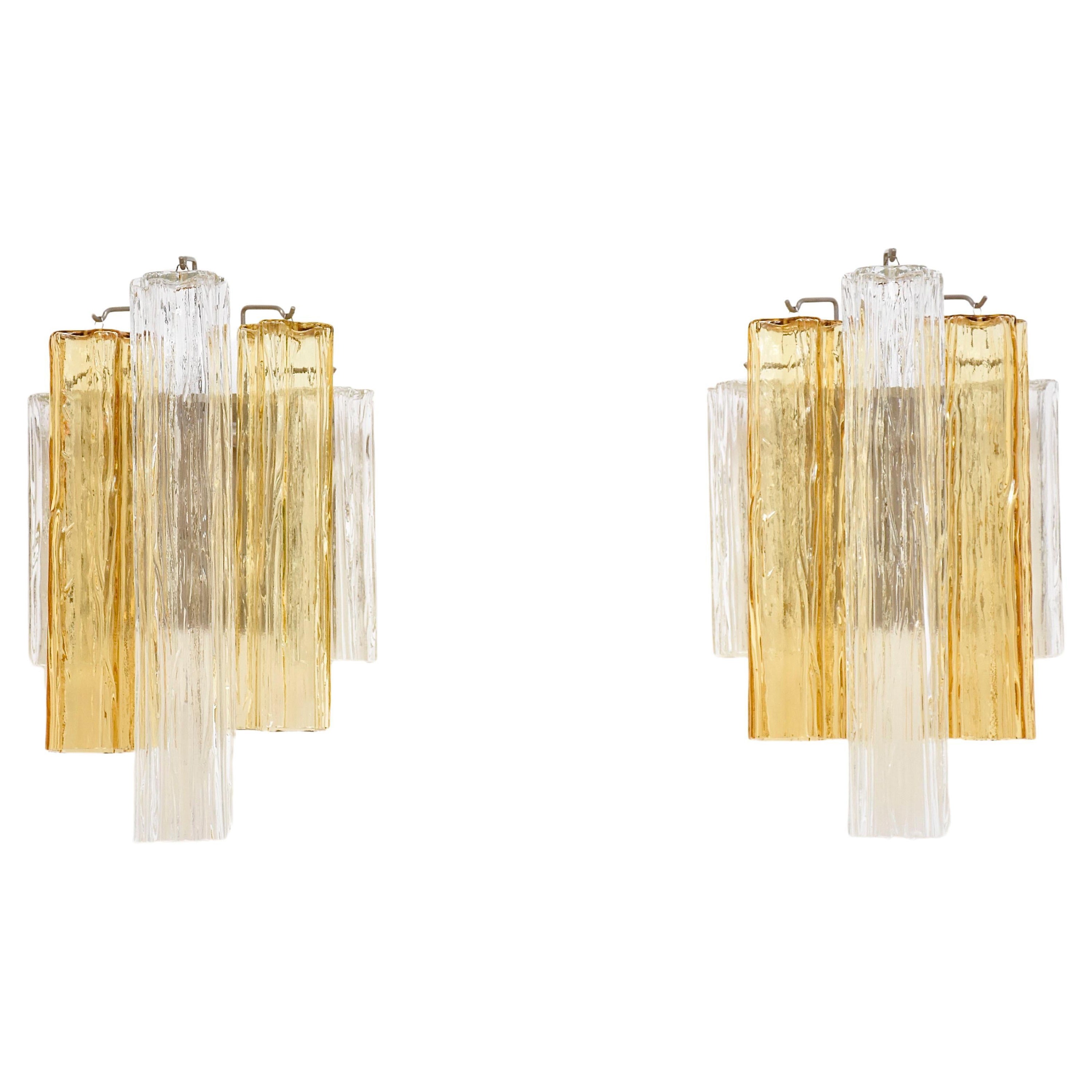 Pair of mid-century Italian  Murano wall sconces For Sale