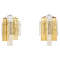 Vintage Pair of mid-century Italian  Murano wall sconces