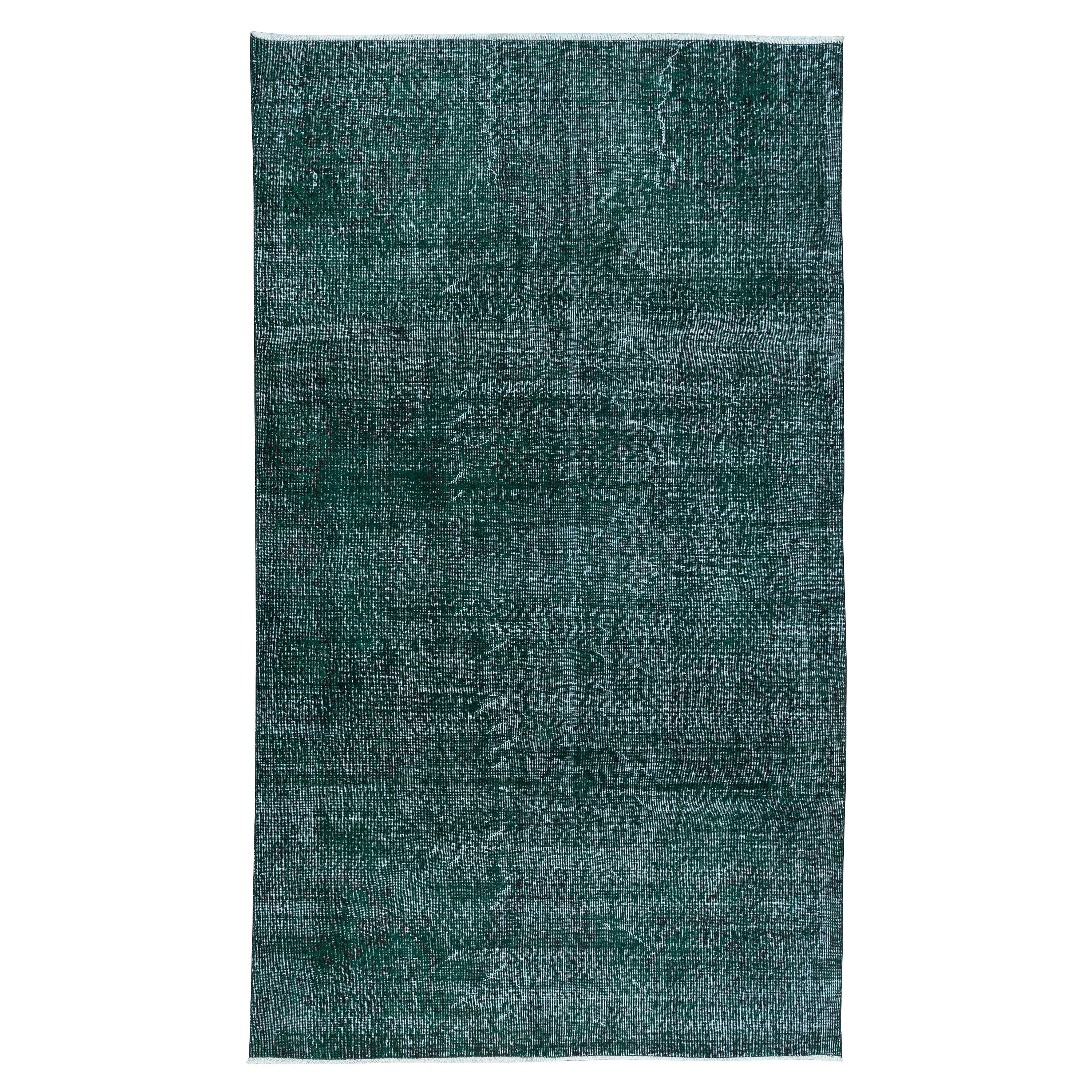 5x8.6 Ft Handknotted Green Area Rug for Dining Room, Living Room & Bedroom Decor For Sale