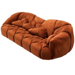 Vintage Howard Keith 'Cloud' Sofa in Orange Brown Velvet 