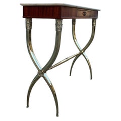 Console de style néoclassique Paolo Buffa, 1950, Italie, bois de marbre et laiton