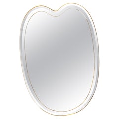 Retro Large 1950's Modernist Shaped Brass Wall Mirror, Heart Shaped, Gio Ponti Style