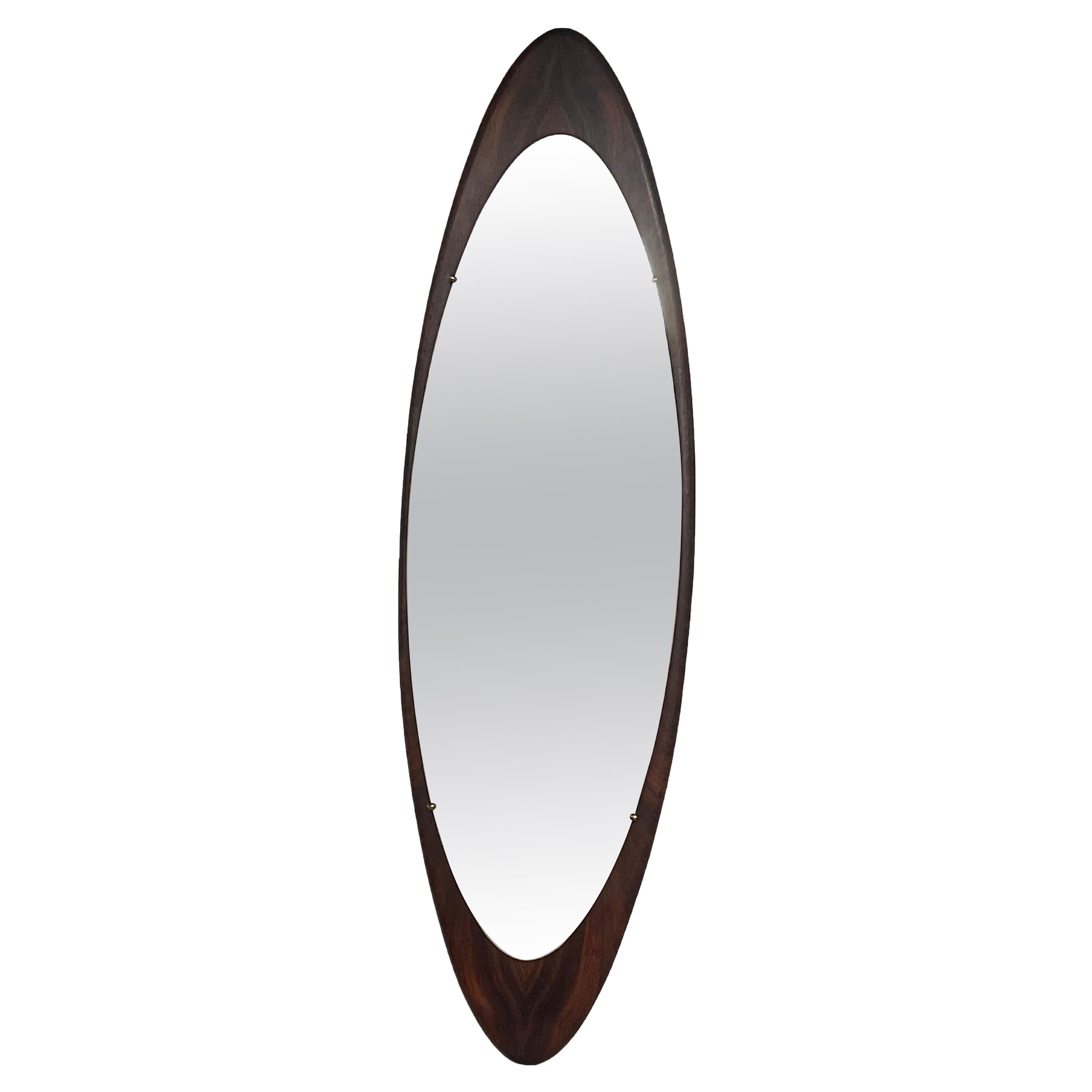 Large 1960s oval mirror of Italian manufacture