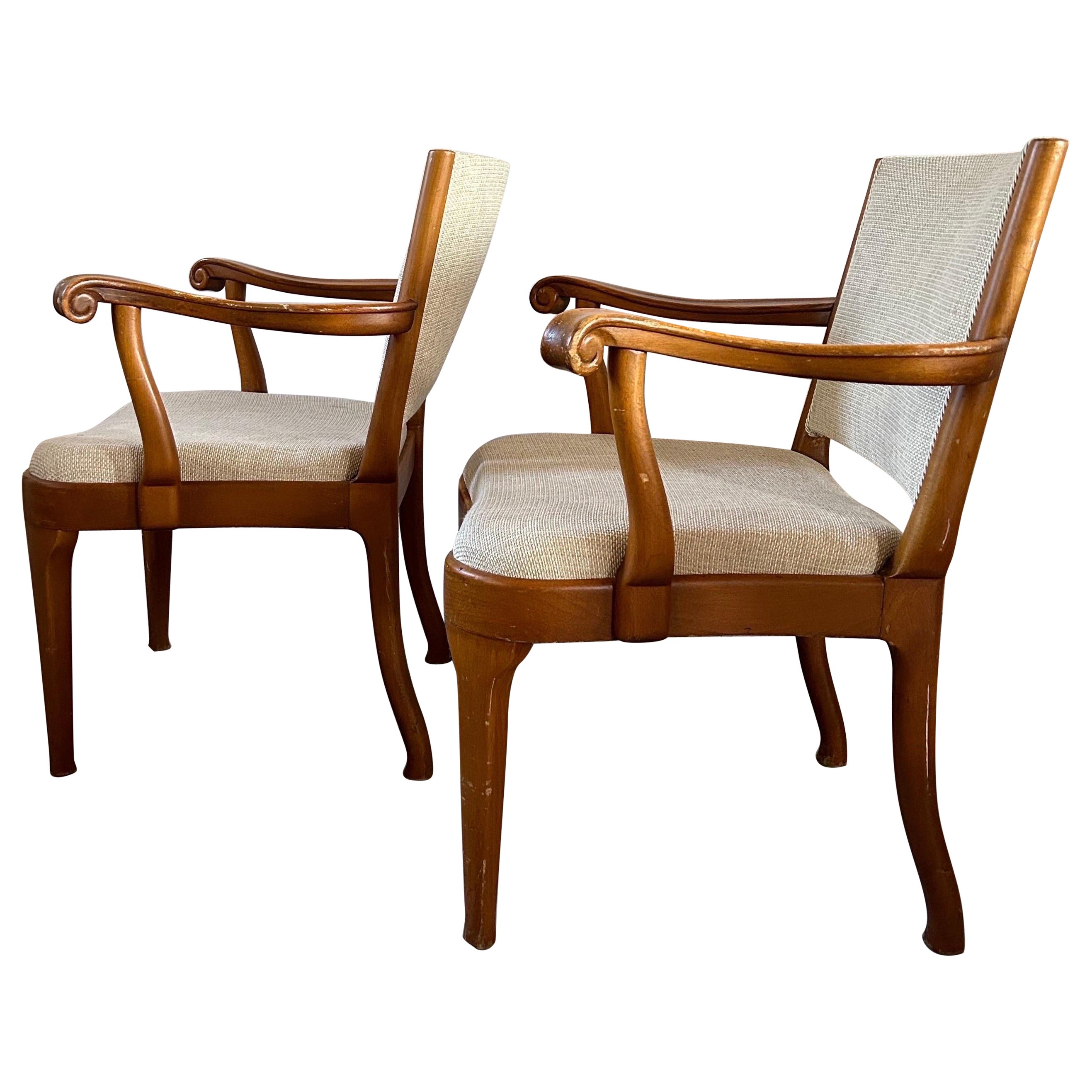 Pair of Arts and Crafts Armchairs by Thorvald Jørgensen for Fritz Hansen 1910’s For Sale