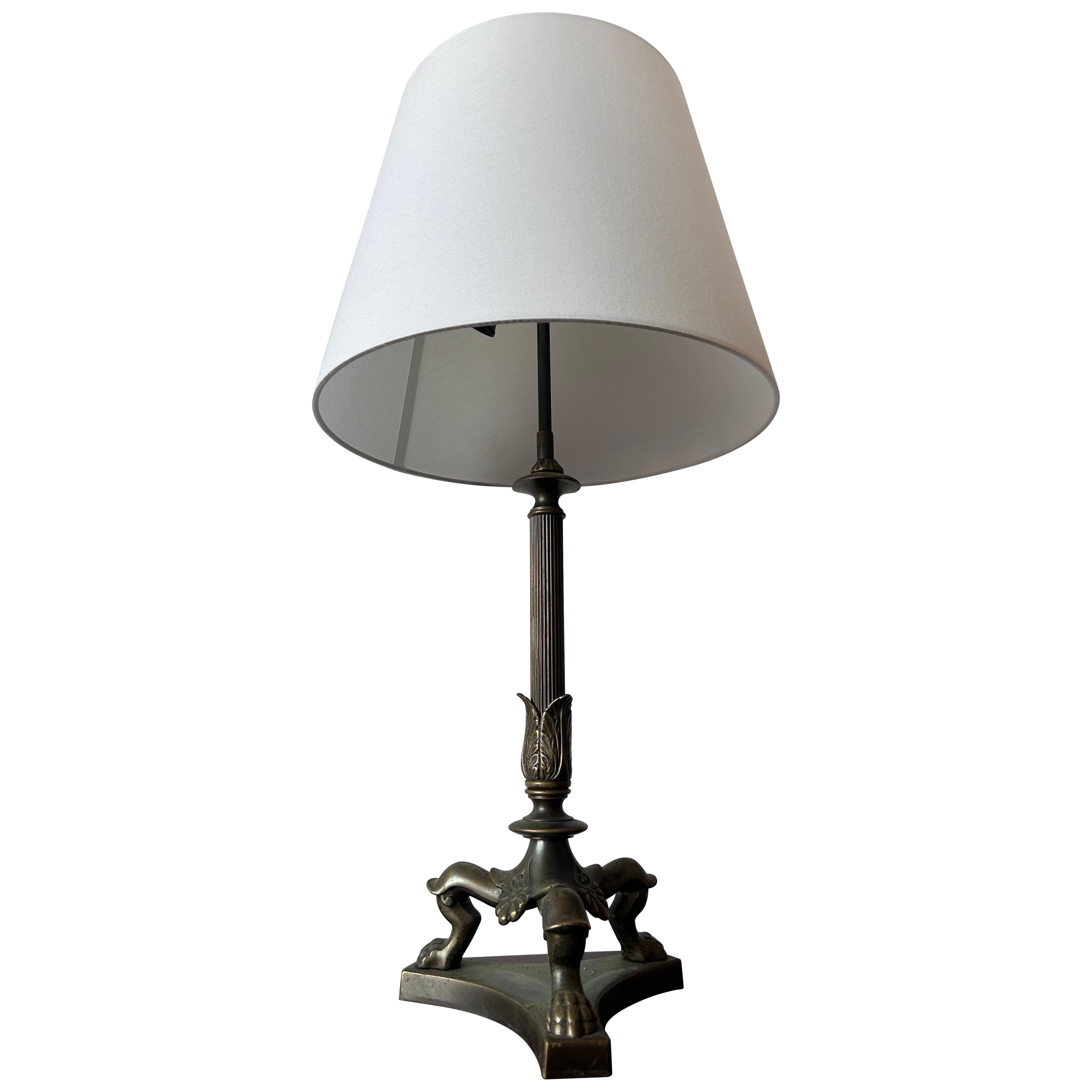 Bronze Table Lamp by Danish Sculptor TH Stein Denmark 1850’s For Sale