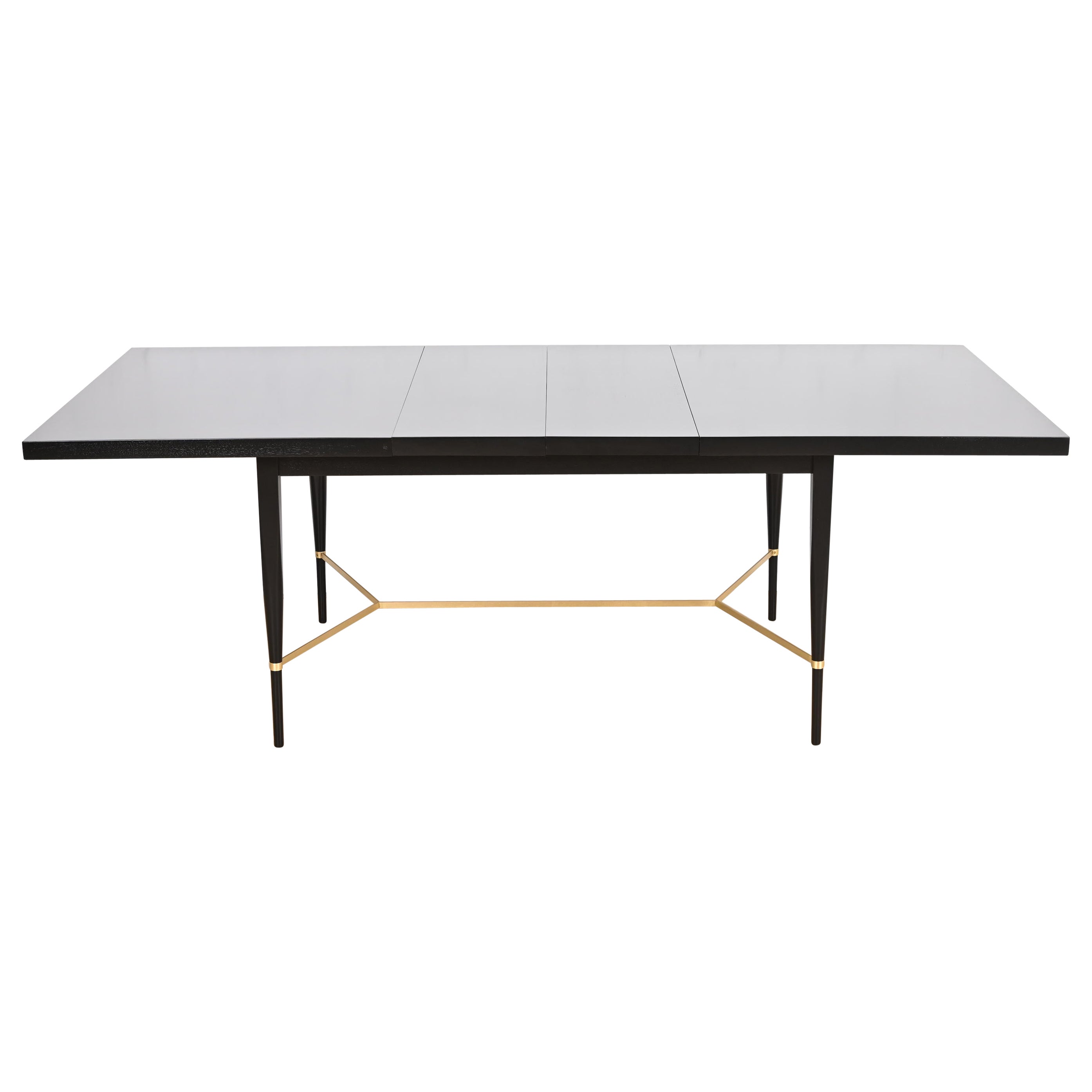 Paul McCobb for Directional Black Lacquer and Brass Dining Table, Refinished