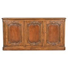 Antique Baker Furniture French Country Carved Walnut Sideboard or Bar Cabinet, 1960s