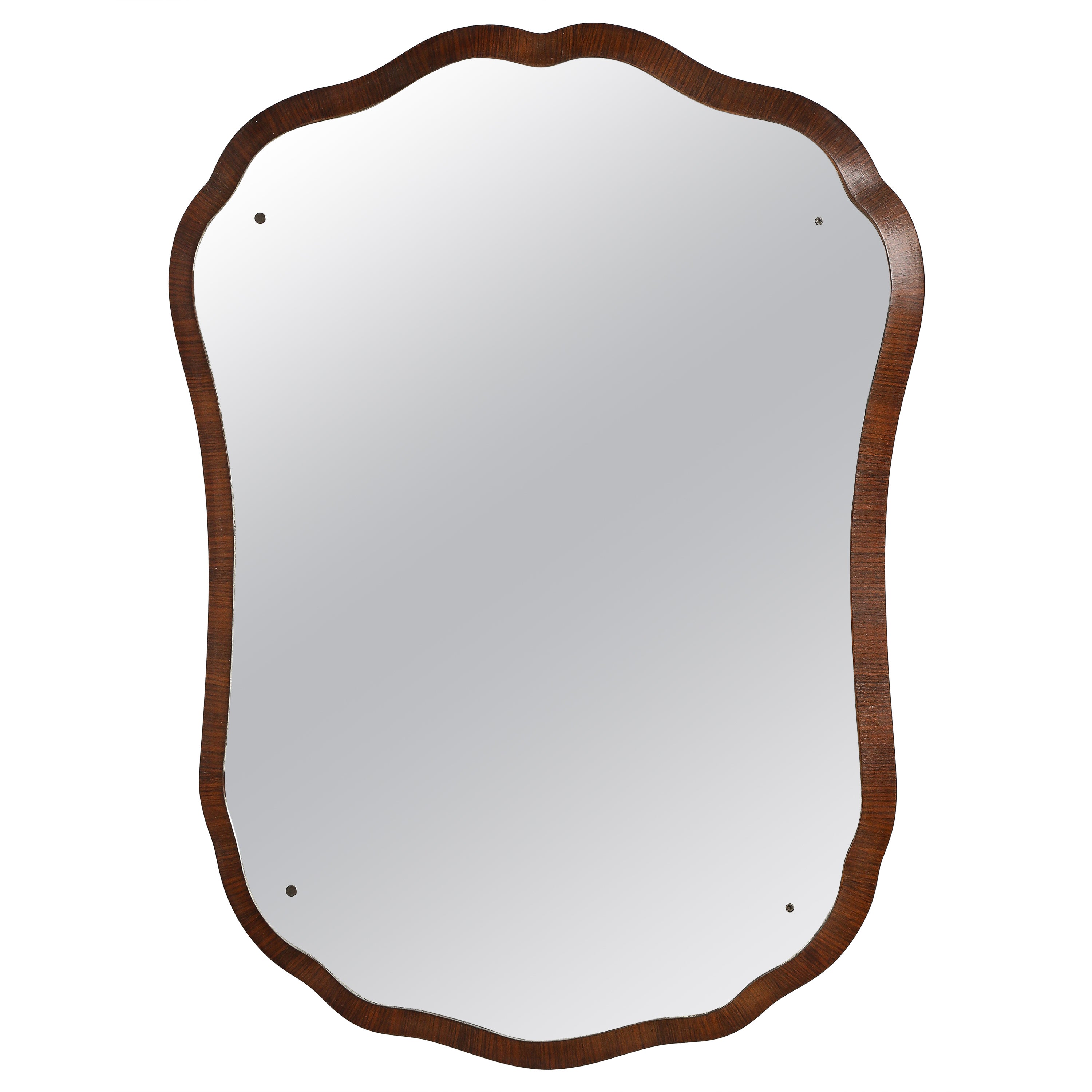 Italian Shaped Wood Wall Mirror, circa 1940  For Sale