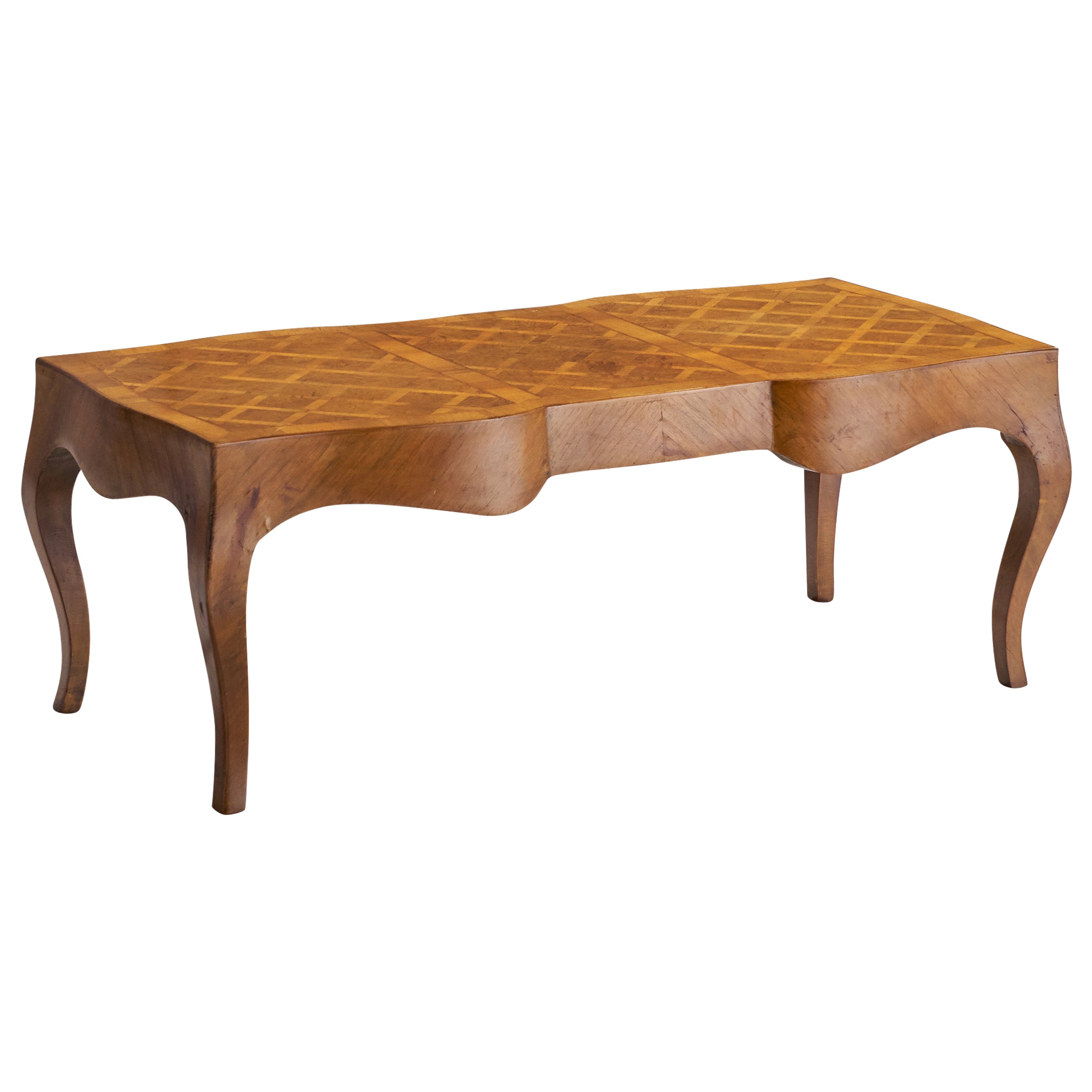 Designer italien, table basse, noyer, Italie, années 1940