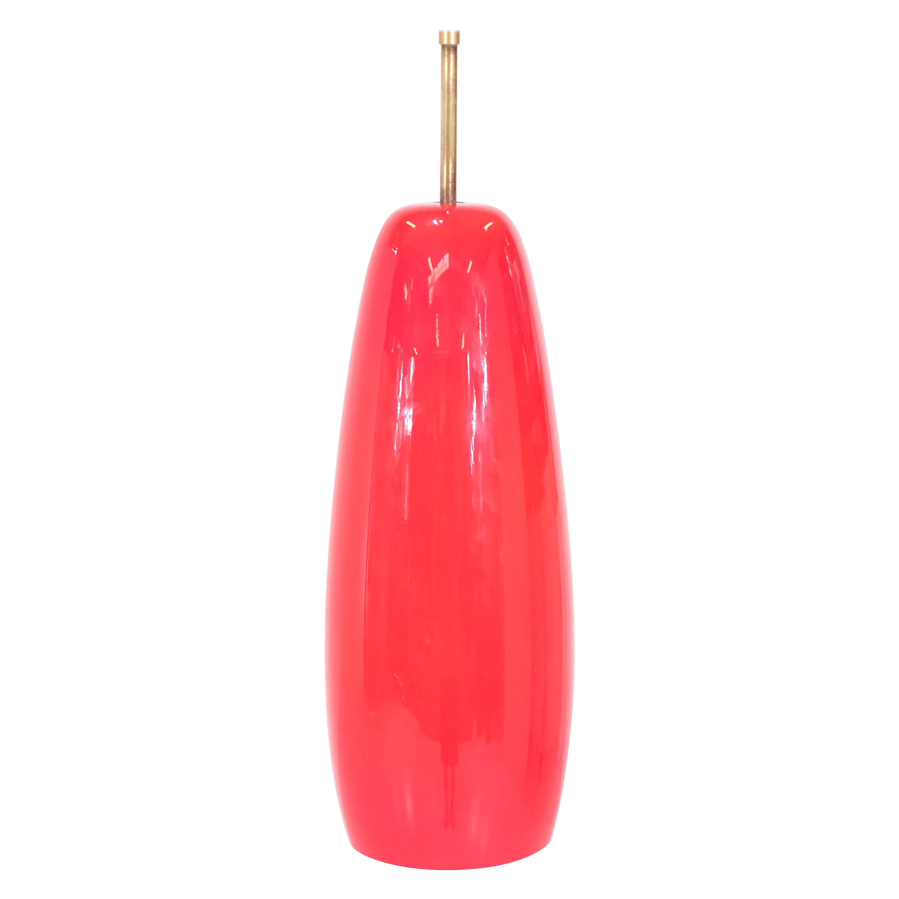 Red Opaline pendant Lamp - 1970s