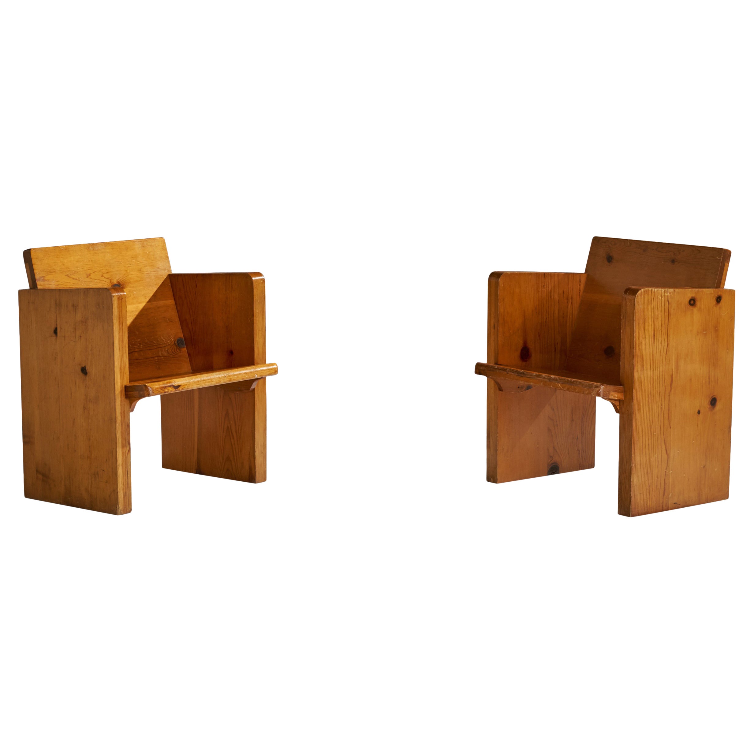 American Designer, Arm Chairs, Pine, USA, 1960s For Sale