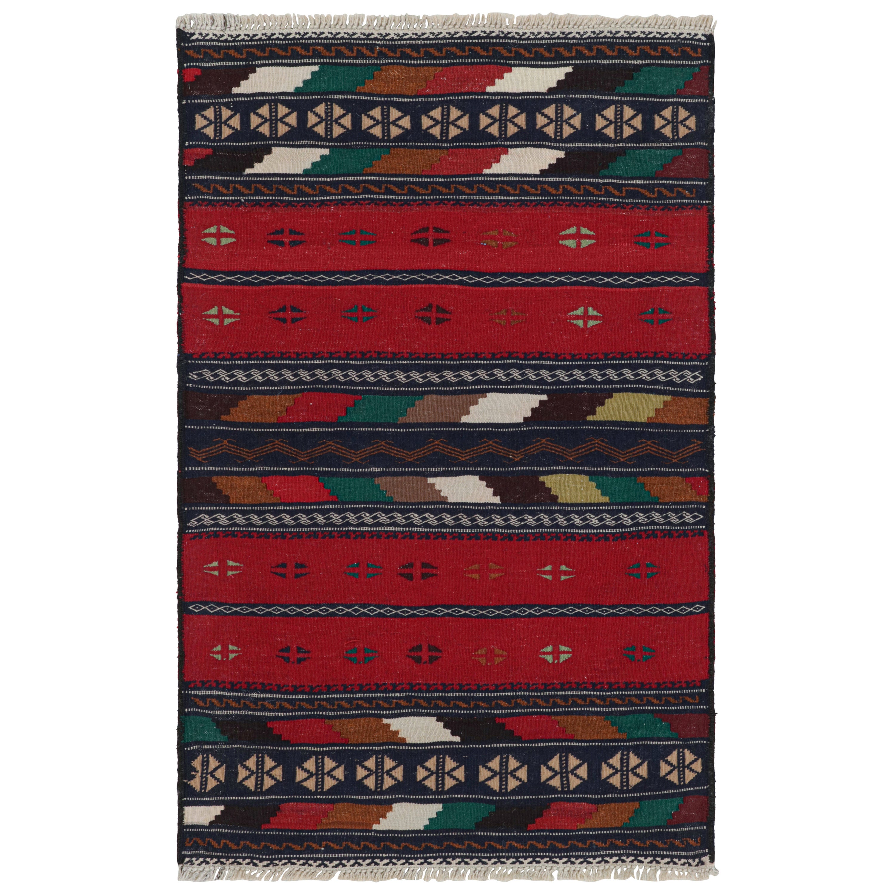Tapis Kilim afghan vintage à rayures polychromes, de Rug & Kilim