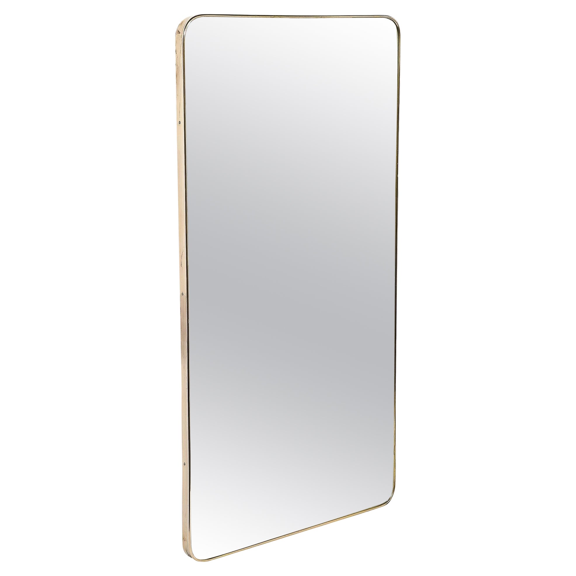 Mid-Century Modernist Rectangular Brass Wrapped Mirror For Sale