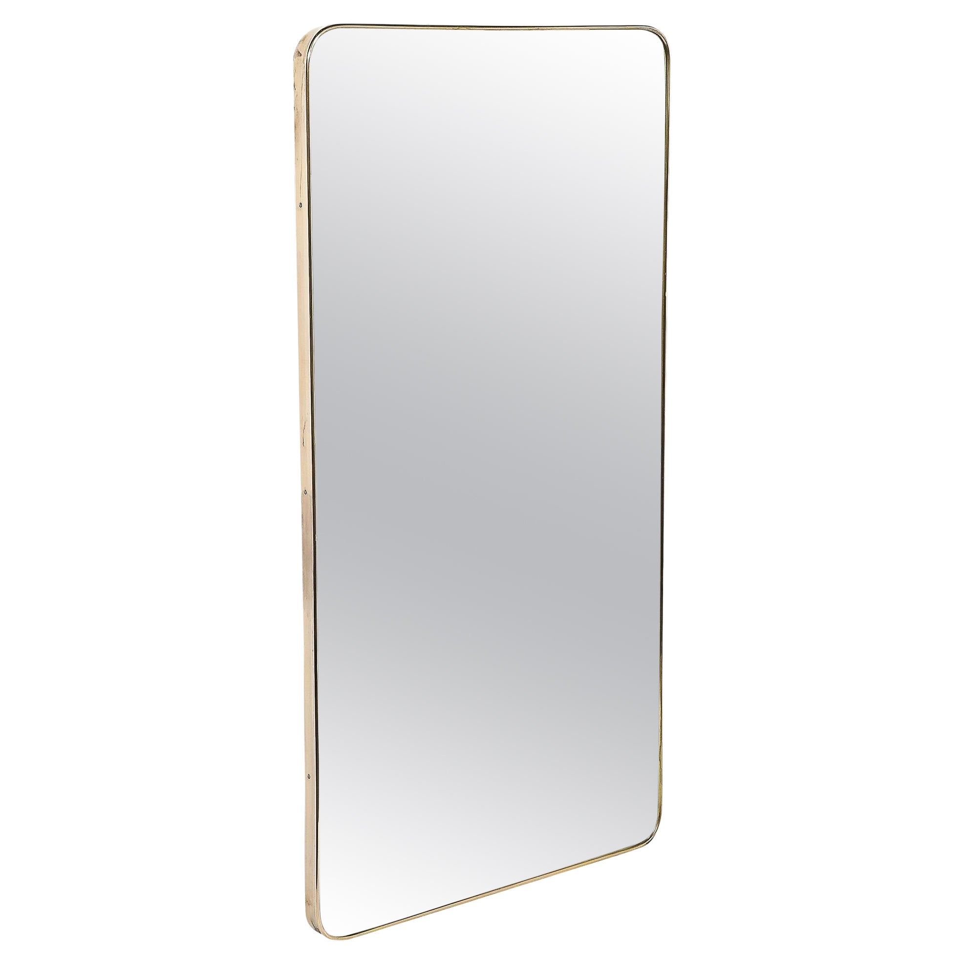 Mid-Century Modernist Rectangular Brass Wrapped Mirror