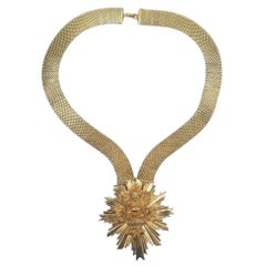 Vintage Rare Mid Century Nettie Rosenstein Gold Sunburst Buddah Necklace