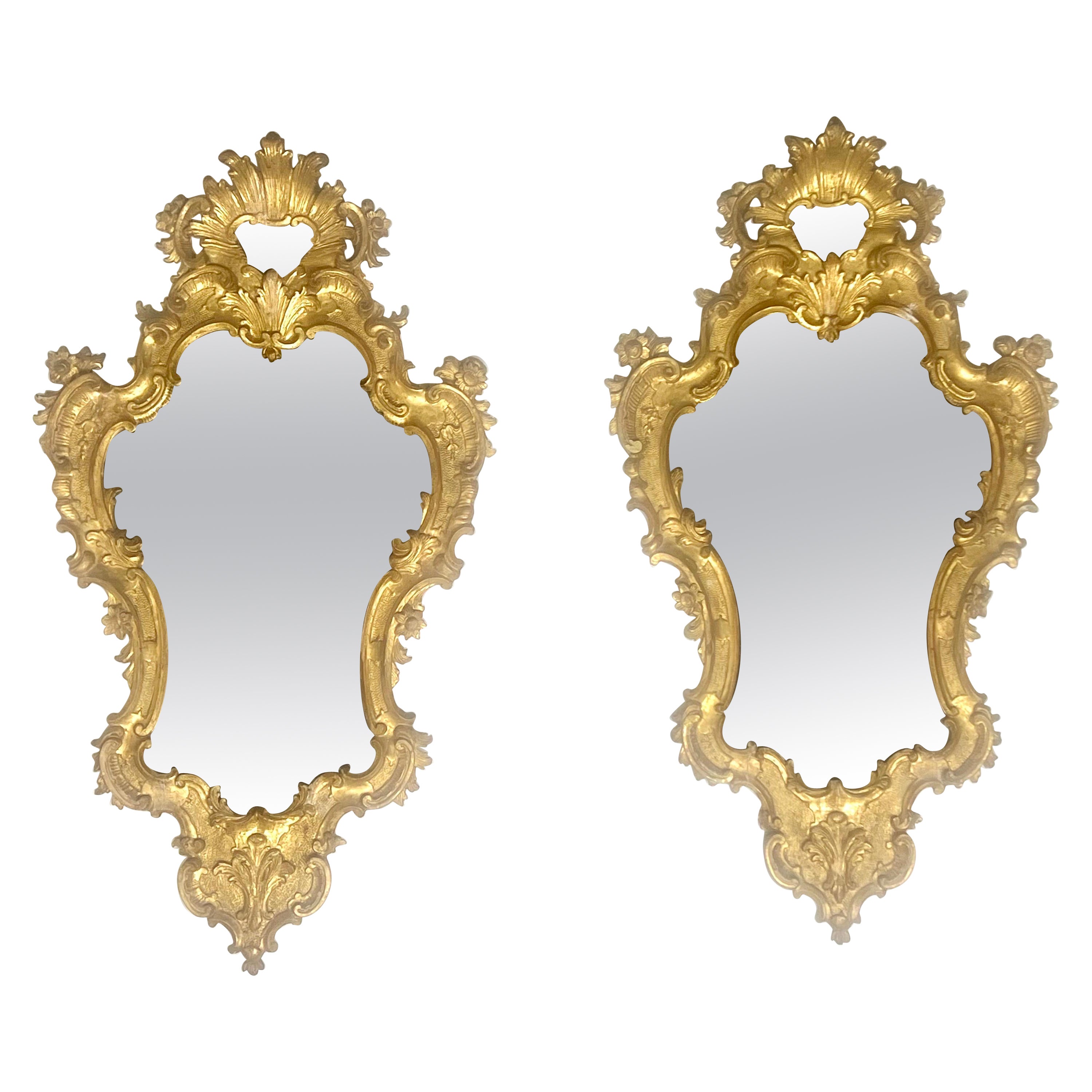 Miroirs italiens en bois doré sculpté du XIXe siècle