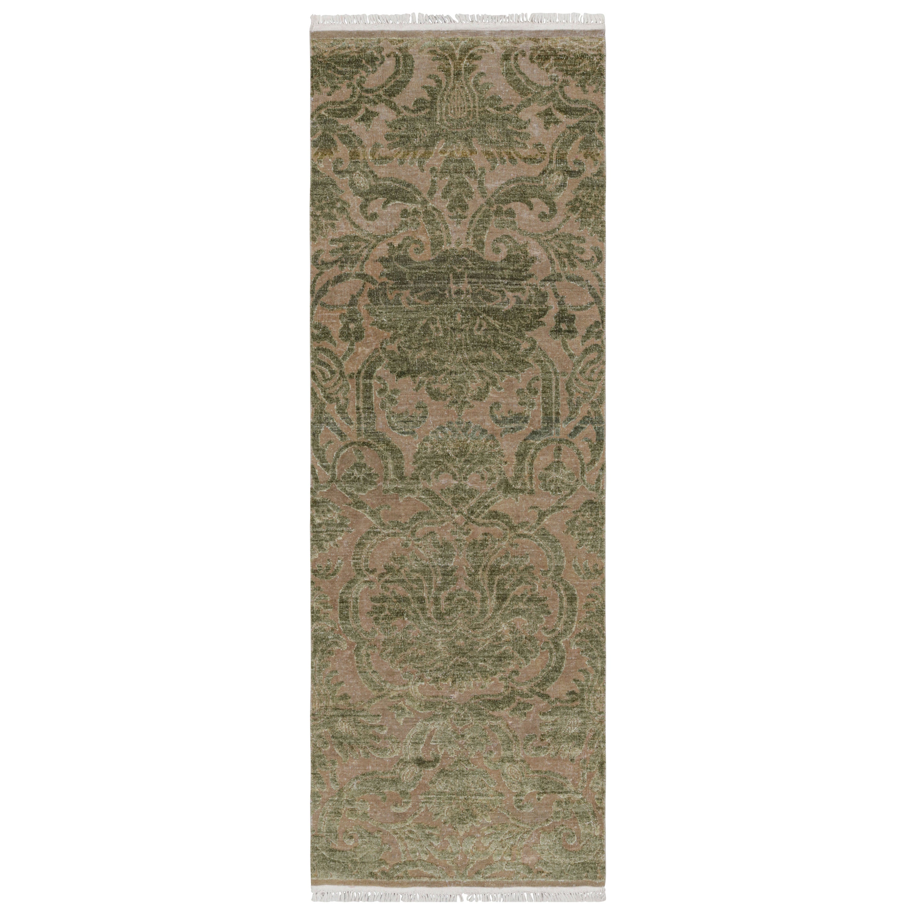Rug & Kilim’s European Style Runner in Beige with Floral Patterns by Rug & Kilim For Sale