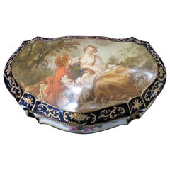 Used Rare Important Gorgeous Dresden Style Sevres Style Porcelain Jewelry Box Casket