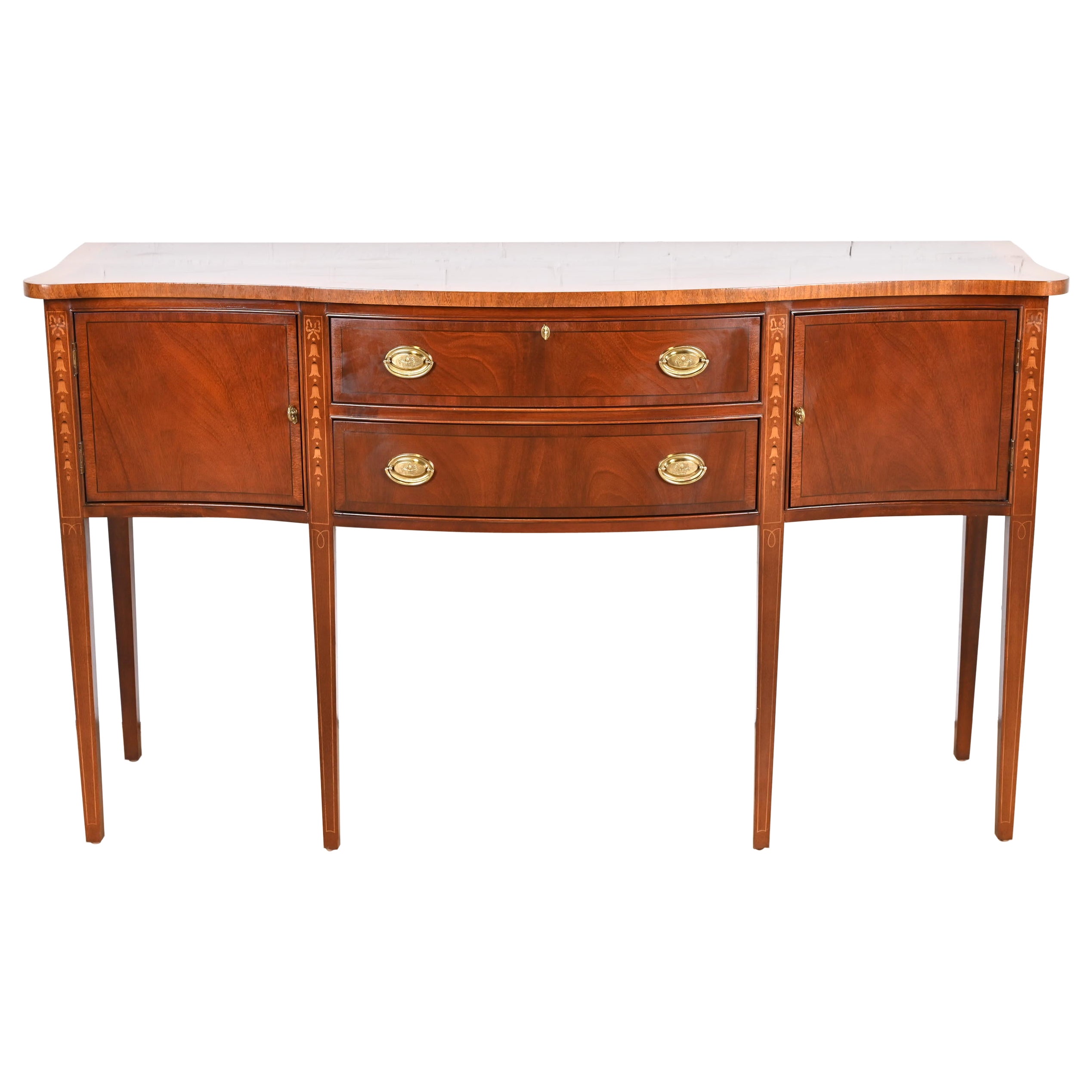 Hepplewhite Inlaid Mahogany Serpentine Front Sideboard Credenza For Sale