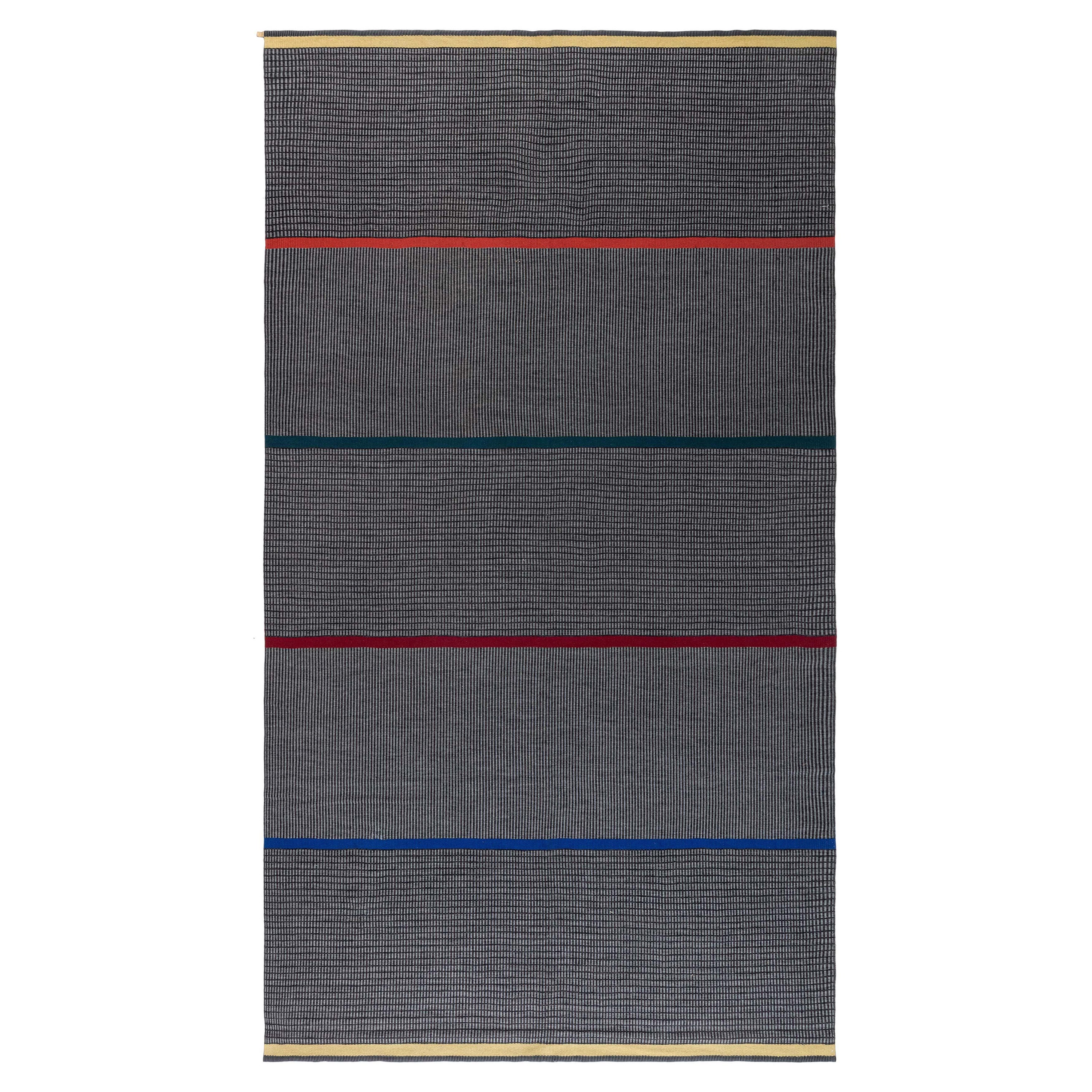 Vintage Swedish Striped Gray Rug by Lagerhem Ullberg